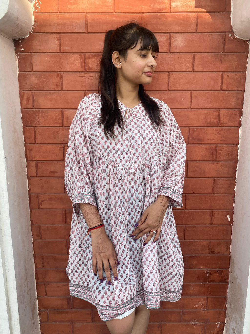 Beautiful Hand Block printed Cotton Mini Dress