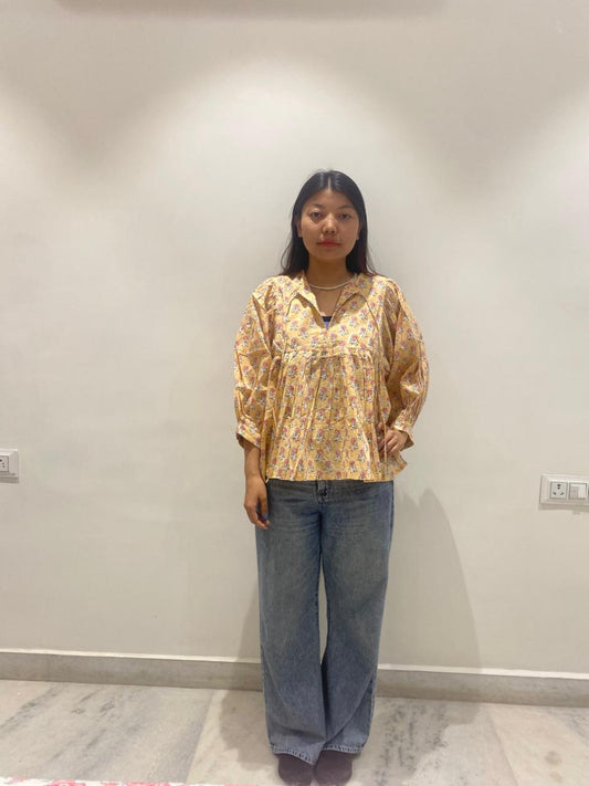 Hand Block printed Cotton paisley Tops