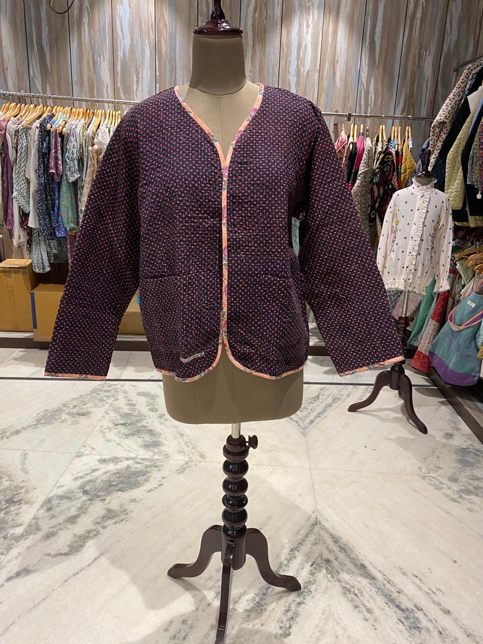 kantha quilted winter jacket