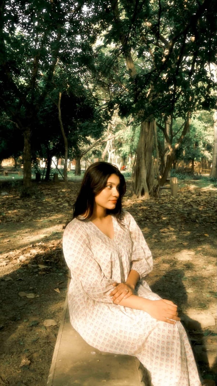 Hand Block Printed V Neck Full Sleeves With Two Pockets Handmade Jaipuri Midi Dress