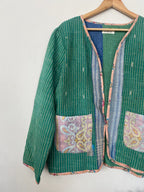 kantha quilted winter jacket