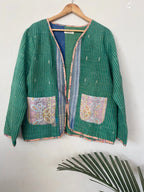 kantha quilted winter jacket
