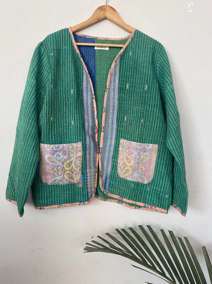 Emerald Green Fall Season Handmade Vintage Jacket