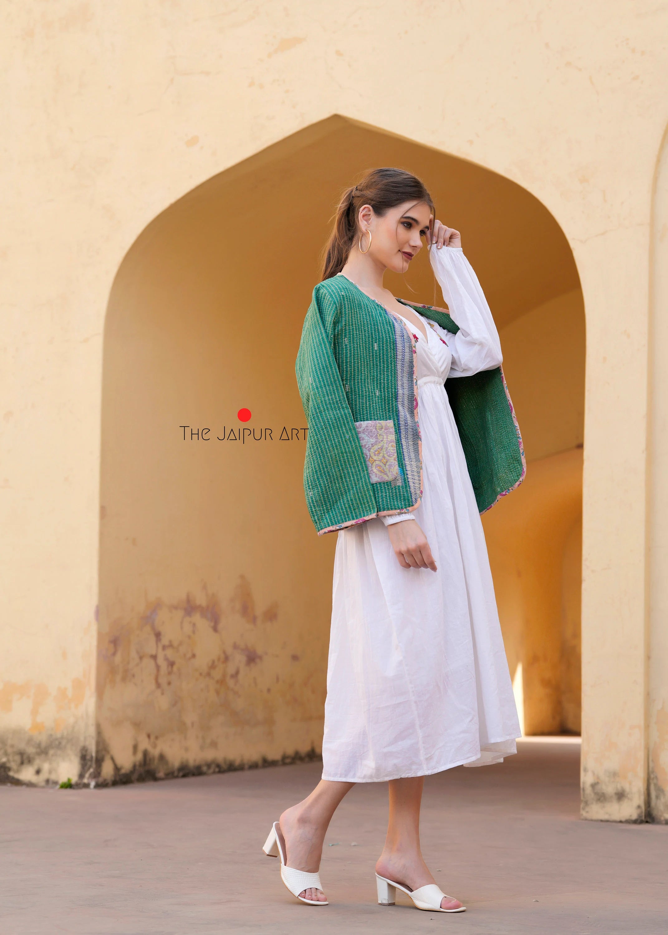 kantha quilted winter jacket