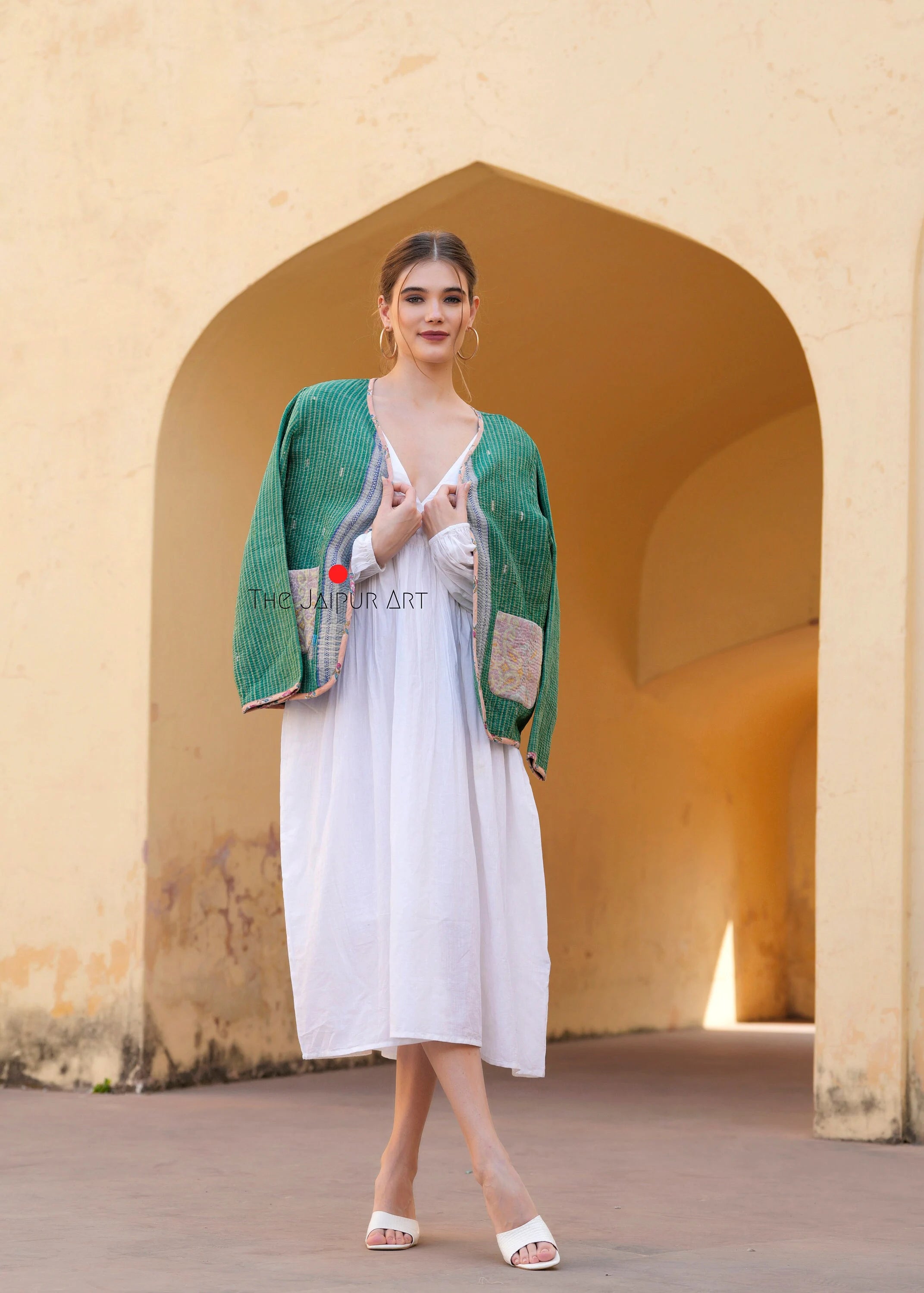 kantha quilted winter jacket