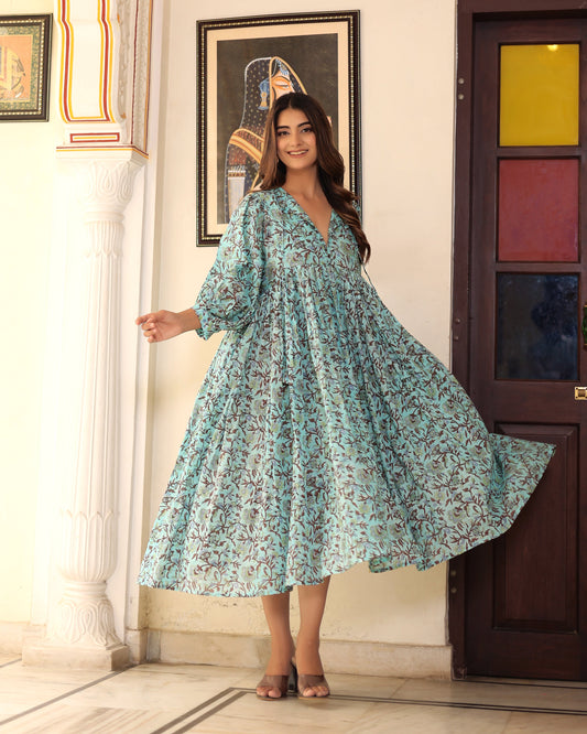 Emilie Midi~Turquoise Blue Dress