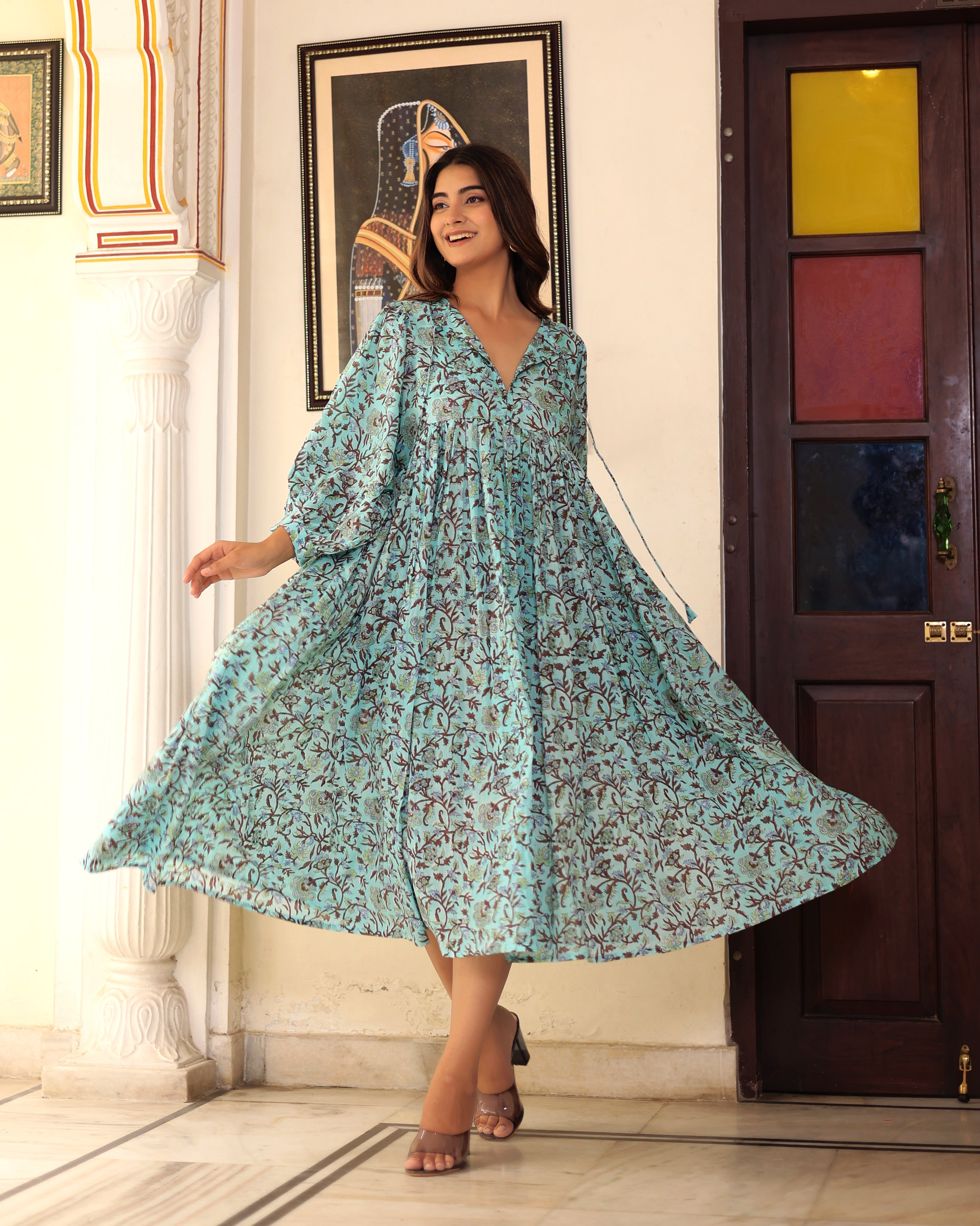 Emilie Midi~Turquoise Blue Dress