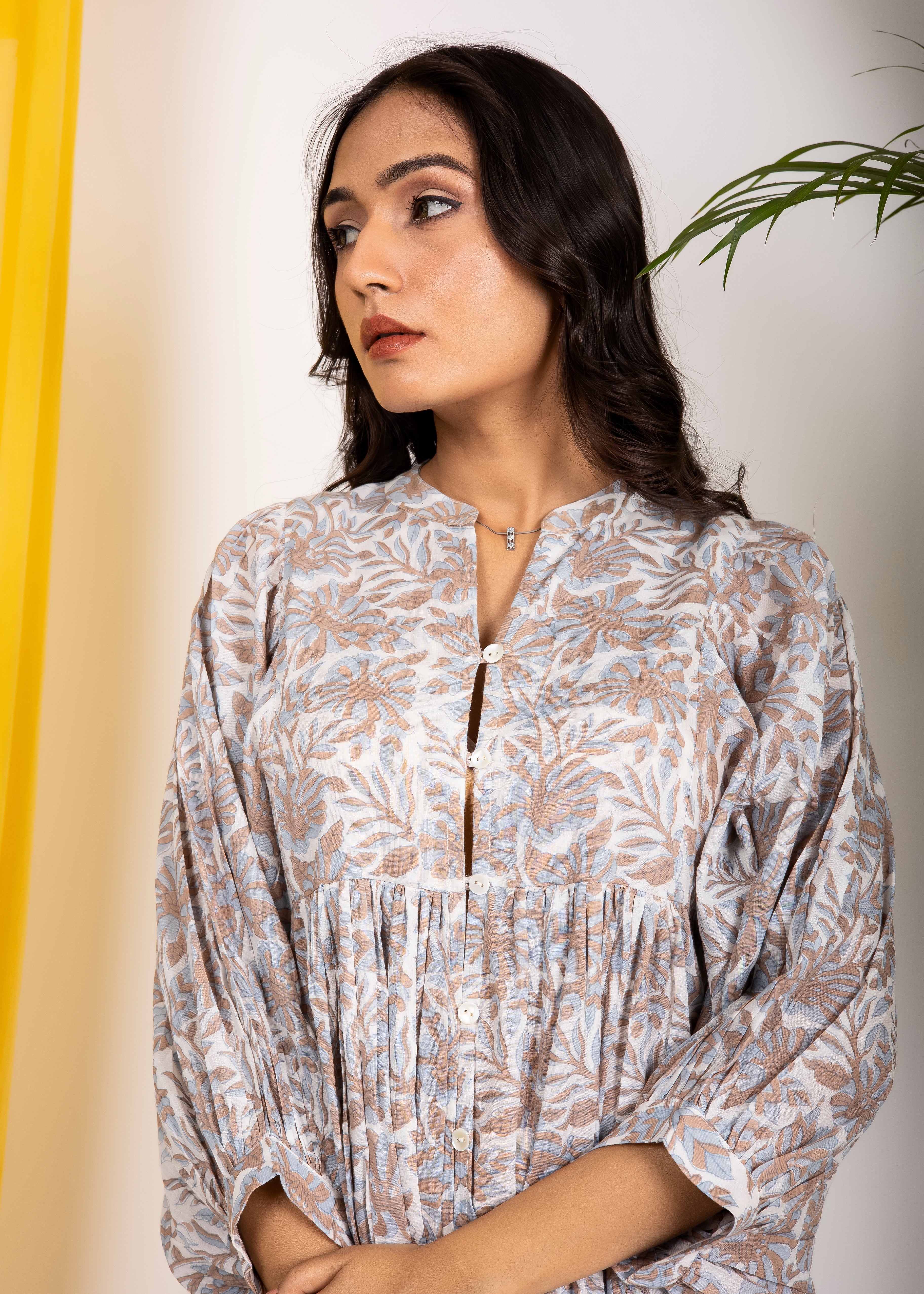 Hand Block Floral Printed Jaipuri Cotton Handmade Summer Midi Dress