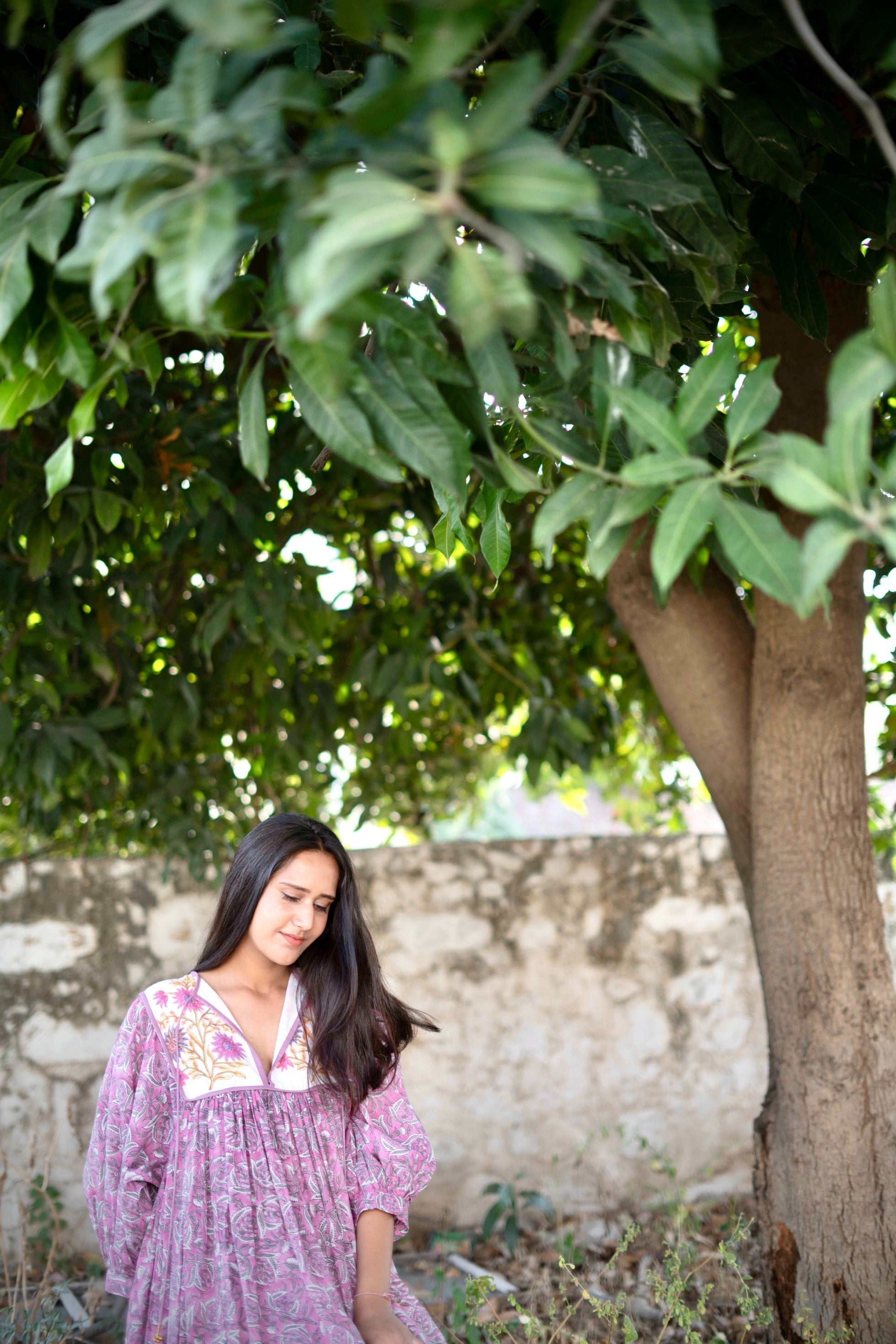 Hand Block Printed Cotton Hailey Midi Dress